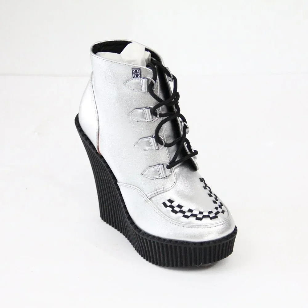 T.U.K Platform Shoes sz 6 NEW Women Creeper Bootie Ultra High Wedge
